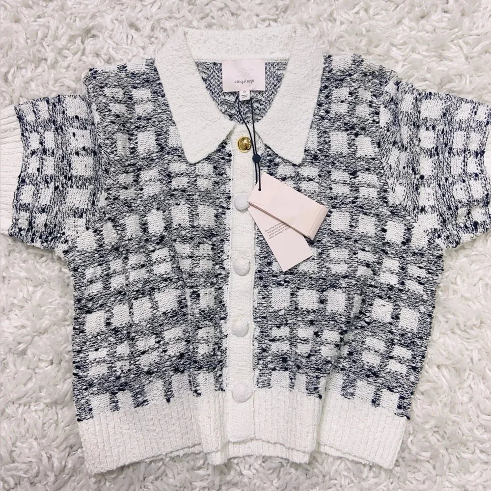 NWT $345 Cinq à Sept Adalee Short-Sleeve Cardigan
